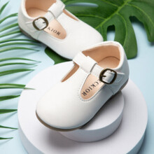 (White, 7 Infant) Girls Leather Dress Shoes Toddlers Wedding Party School Shoes Flat Comfort Size