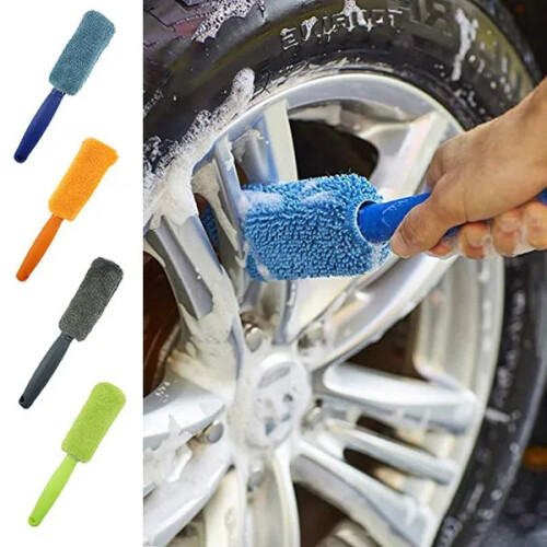 (Grey) Microfiber Car Wheel Brush Cleaner Brush for Wheel