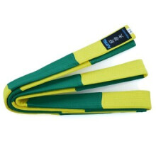 (A2) PLAYWELL DELUXE COMPETITION JU JITSU BELTS - GREEN/YELLOW