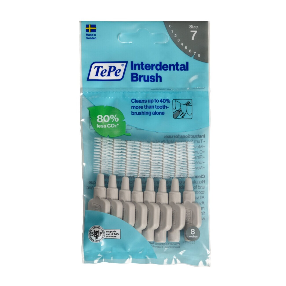 TePe Interdental Brush- Grey-1.3 mm (8 Pieces/Packet) X 3 Pack