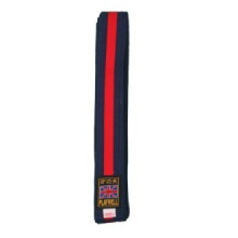 (300) PLAYWELL TANG SOO DO MIDNIGHT BLUE COLOURED BELT WITH RED STRIPE