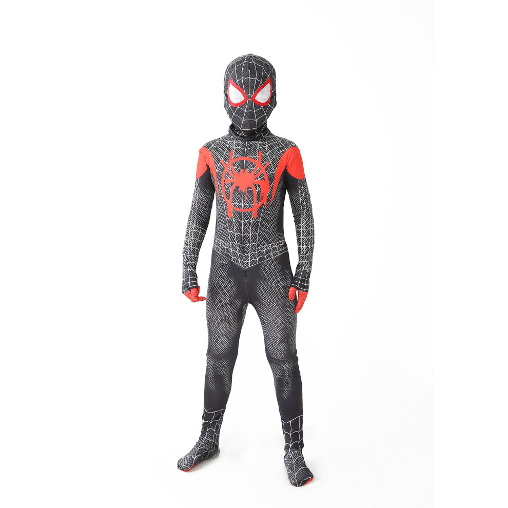 (3, 120cm) New Miles Morales Far From Home Cosplay Costume Zentai Spiderman Costume Superhero Bodysuit Spandex Suit for Kids Custom Made