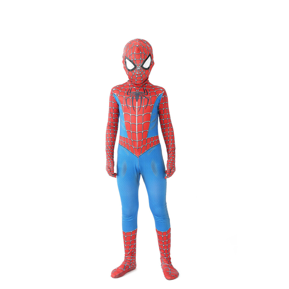 (4, 150cm) New Miles Morales Far From Home Cosplay Costume Zentai Spiderman Costume Superhero Bodysuit Spandex Suit for Kids Custom Made