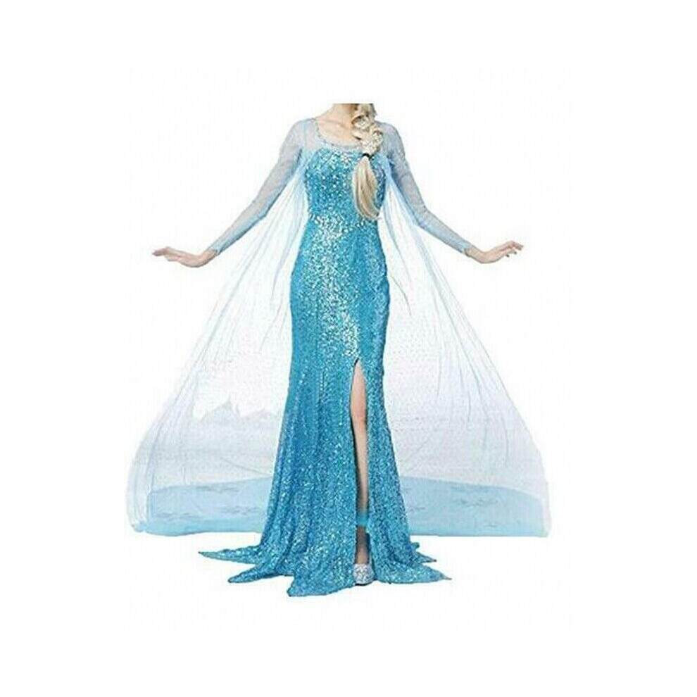 (  xxl UK 14-16) Adult Womens Frozen Snow Queen Elsa Costume Cosplay Party Gown Fancy