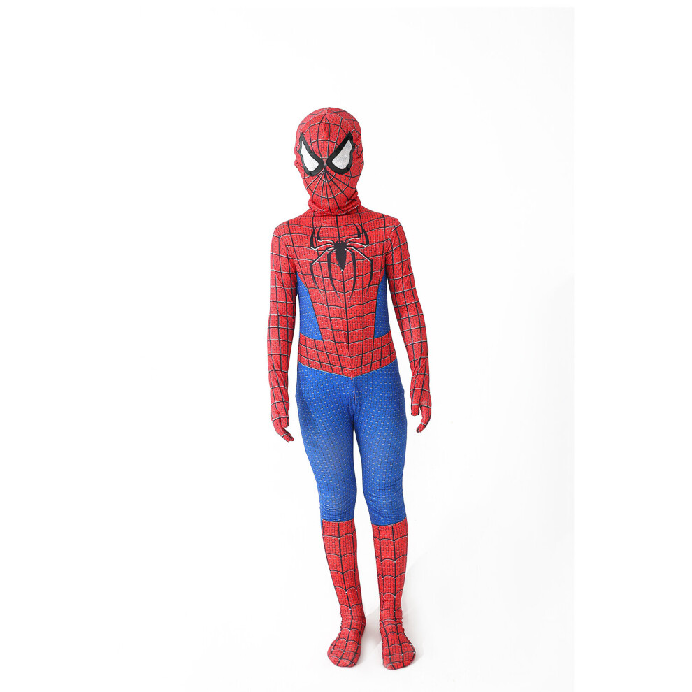 (12, 130cm) New Miles Morales Far From Home Cosplay Costume Zentai Spiderman Costume Superhero Bodysuit Spandex Suit for Kids Custom Made