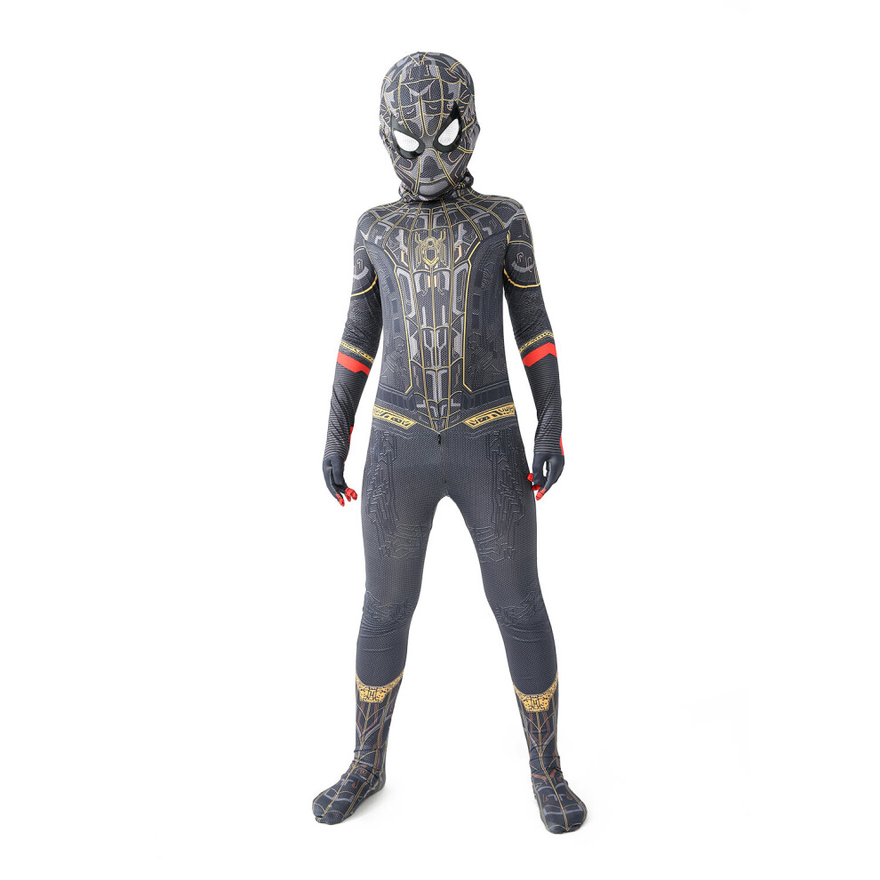 (8, 130cm) New Miles Morales Far From Home Cosplay Costume Zentai Spiderman Costume Superhero Bodysuit Spandex Suit for Kids Custom Made