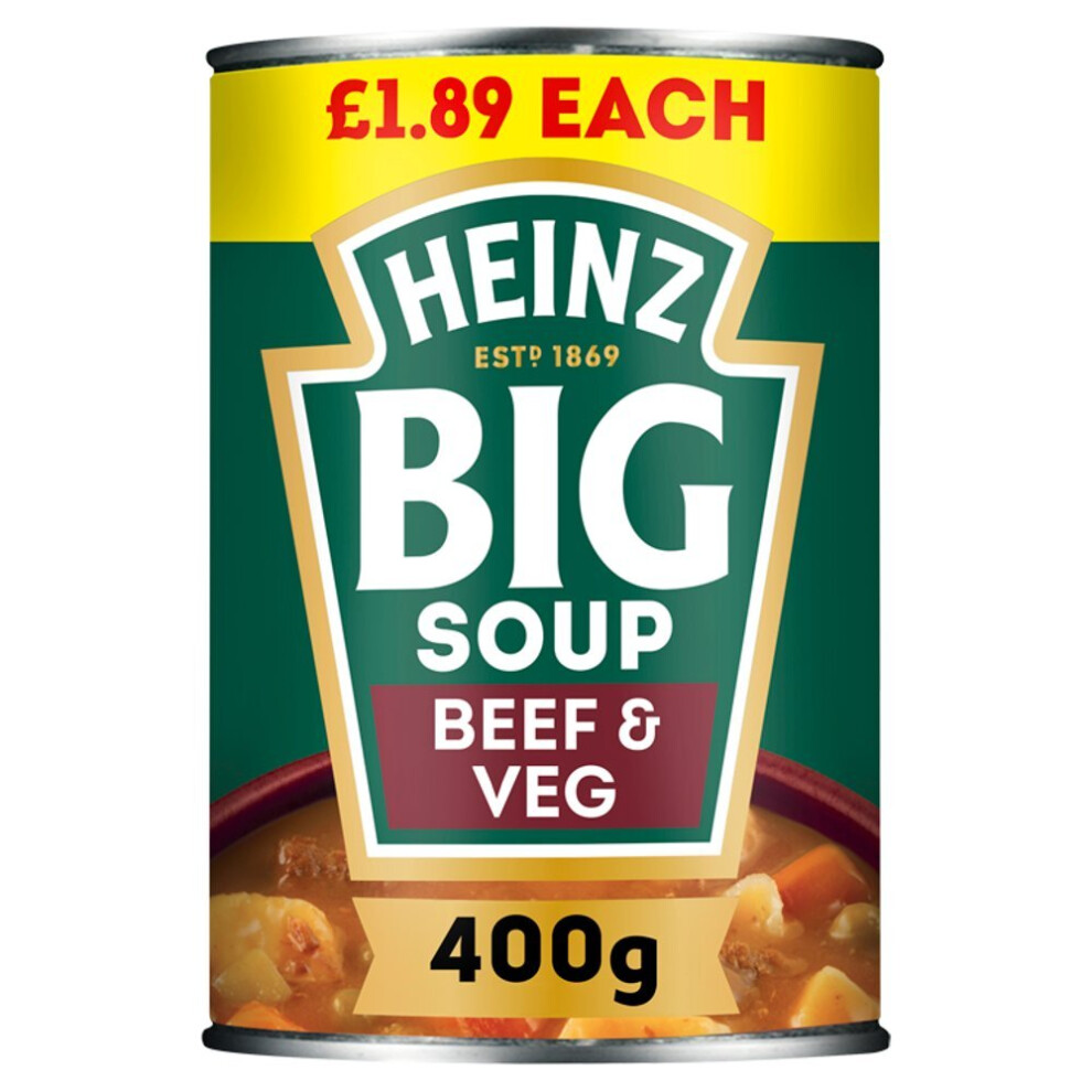 Heinz Big Soup Beef & Veg 400G (Pack Of 12)