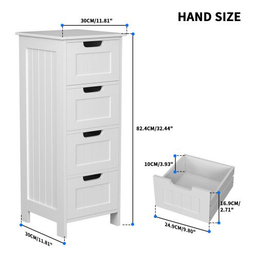 4-Drawer Floor Standing Cabinet Unit Bathroom Storage Unit 1