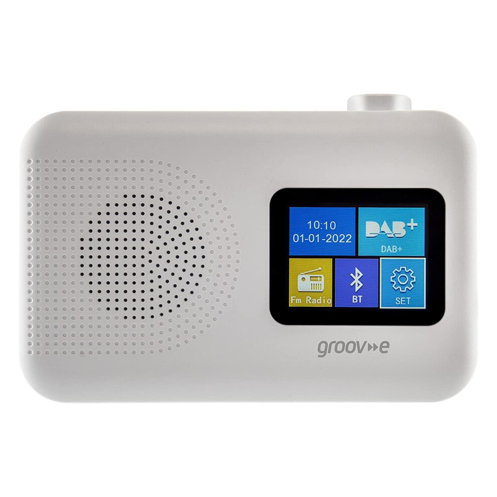 Groov-e Berlin DAB & FM Digital Radio - Colour Screen LCD Display - Built-In Alarm Clock & Bluetooth Connectivity - Mains or Battery Operated - Portable Radio - 60 Preset Stations - White - Image 2