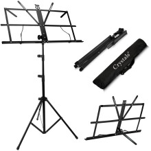 Height-Adjustable Foldable Music Tripod Stand for Orchestral Books & Papers – Portable Black