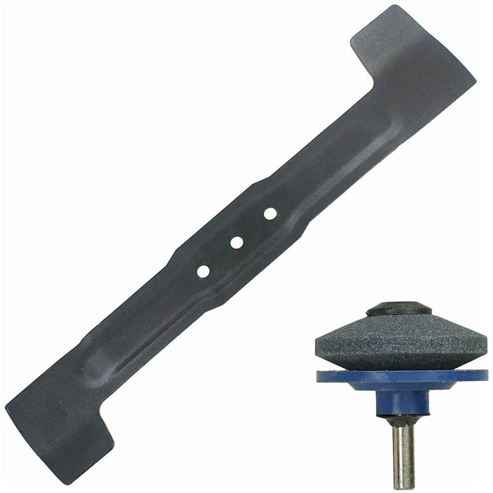 Spares2go Blade For Qualcast Power Trak 400 4000 40Cm Lawnmower + Drill Sharpener