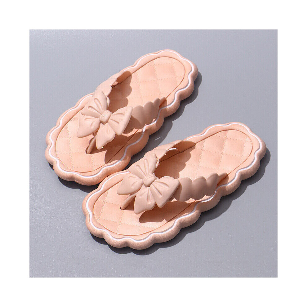 (Pink, UK 5-6) Ladies Summer Flats Sandals Toe Post Flip Flops Sandles Holiday Comfy Shoes Size
