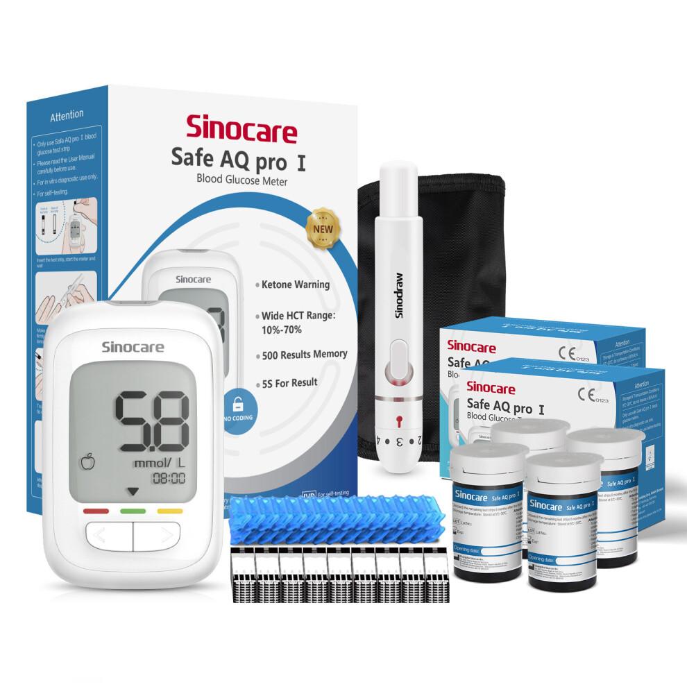 (Safe AQ Pro I 100 Kit) Sinocare Safe AQ Pro I Glucometer + Strips