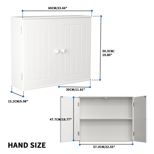Bathroom Cabinet Wall Mounted Wall Cabinet Floor Cabinet Storage Unit for Kitchen White 1