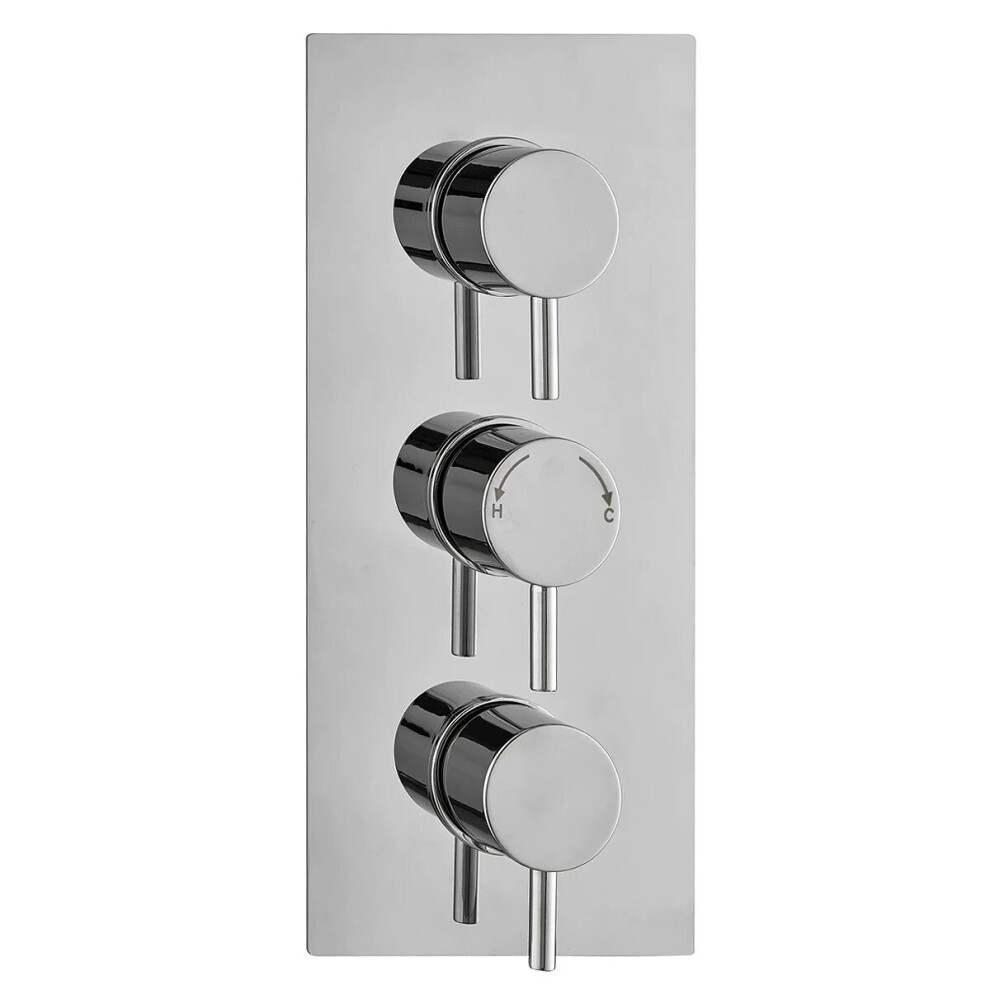 Concealed Thermostatic Shower Mixer Valve 3 Handles 2 Outlets