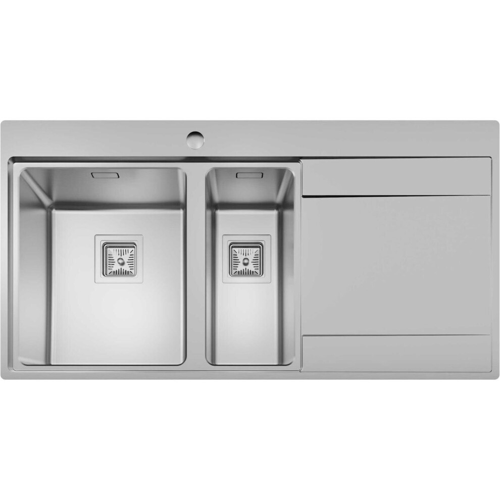 Sauber 1.5 Bowl Stainless Steel Inset Kitchen Sink - Right Hand Drainer 5056467291234