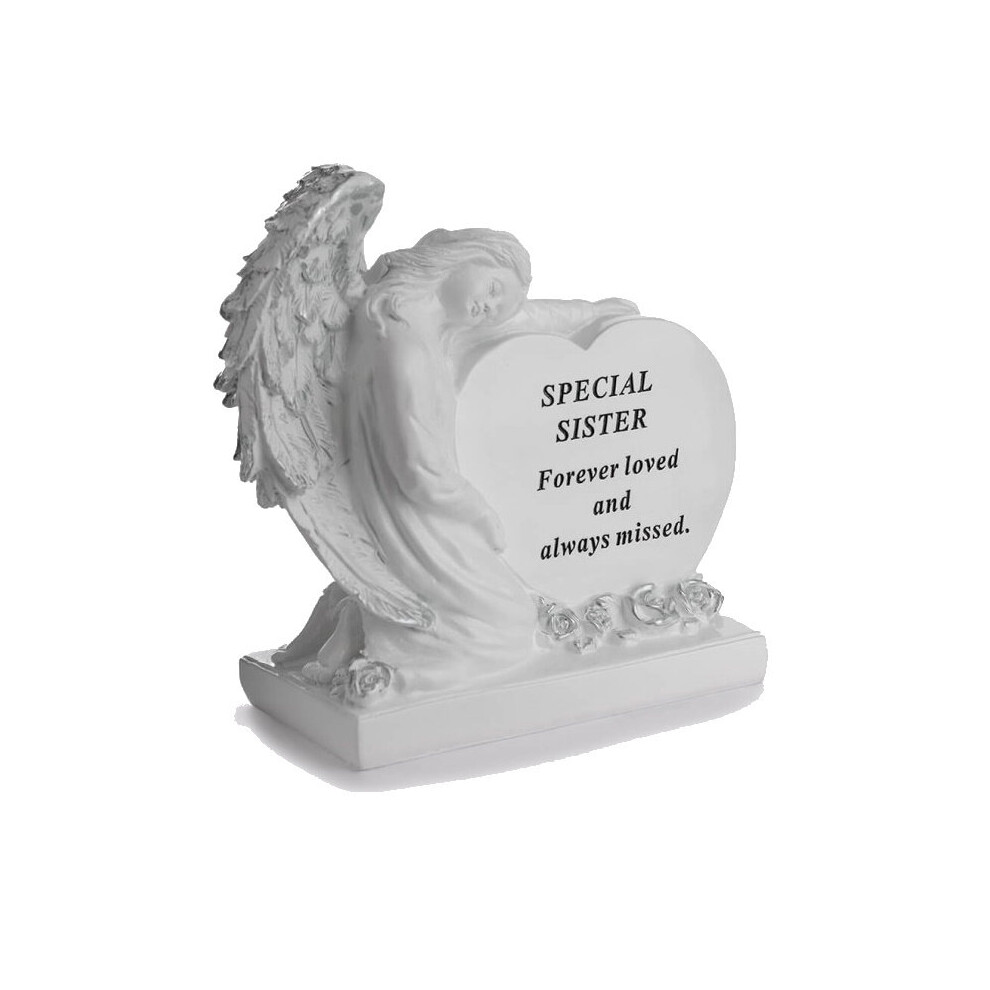 Graveside Plaque Ornament Sister Memorial Angel With Heart Family