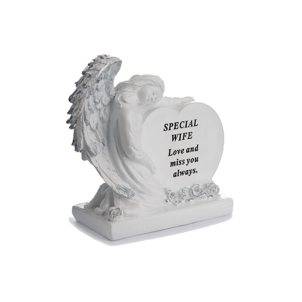 Graveside Plaque Ornament Wife Memorial Angel With Heart Family