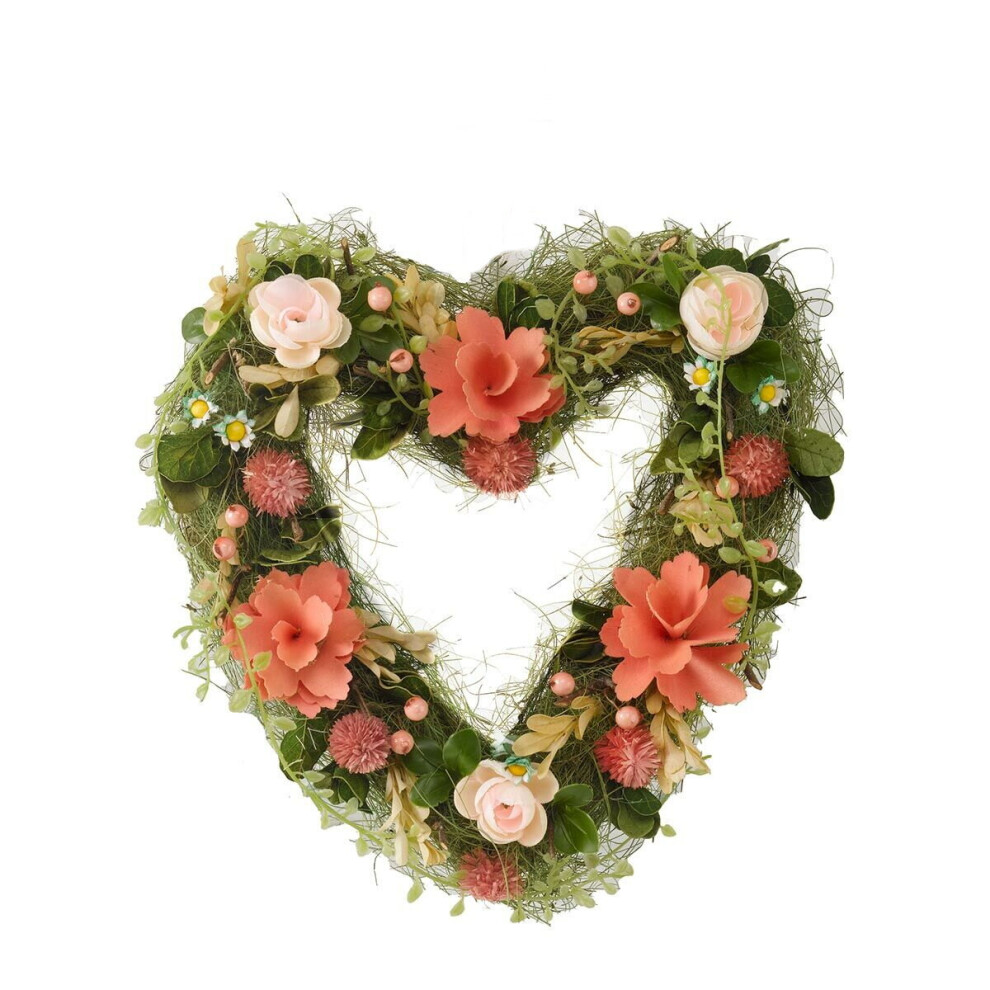 Artificial Flower Door Wreath Spring Floral Hanging Heart Home Garden Decor
