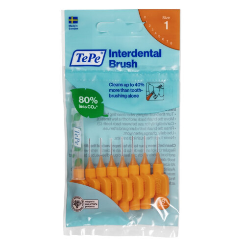 Tepe Tepe Angle Interdental Brush, Orange 0.45mm (8 Pieces/Packet) X 3 Pack