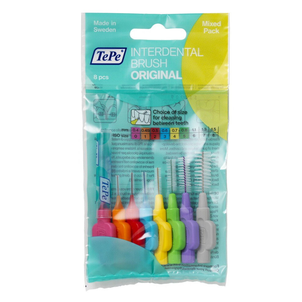 Tepe Interdental Brush - Mixed 8 Sizes (8 Pieces/Packet)