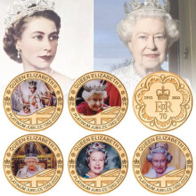 (5pcs coins set) Queen Elizabeth II Gold Plated Commemorative Coins