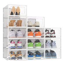 (White) 12x Stackable Shoe Storage Box Organiser