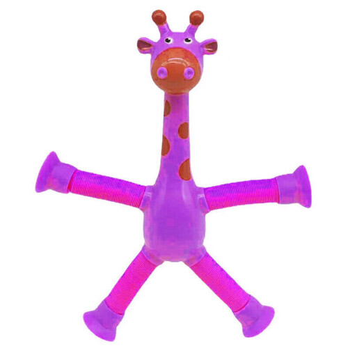 (  Purple) Telescopic Suction Cup Giraffe Toy Stretch Decompress Novel Educational
