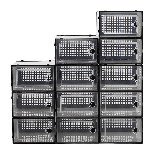 Living And Home (Black) 12x Stackable Shoe Storage Box Organiser 1