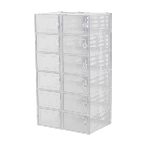 Living And Home (White) 12x Stackable Shoe Storage Box Organiser 2