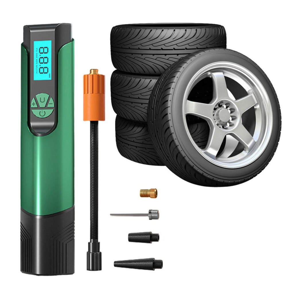 (Green) Mini Cordless Tire Inflator Portable Air Compressor Car Bicycle Electric Air Pump Green 768655099595
