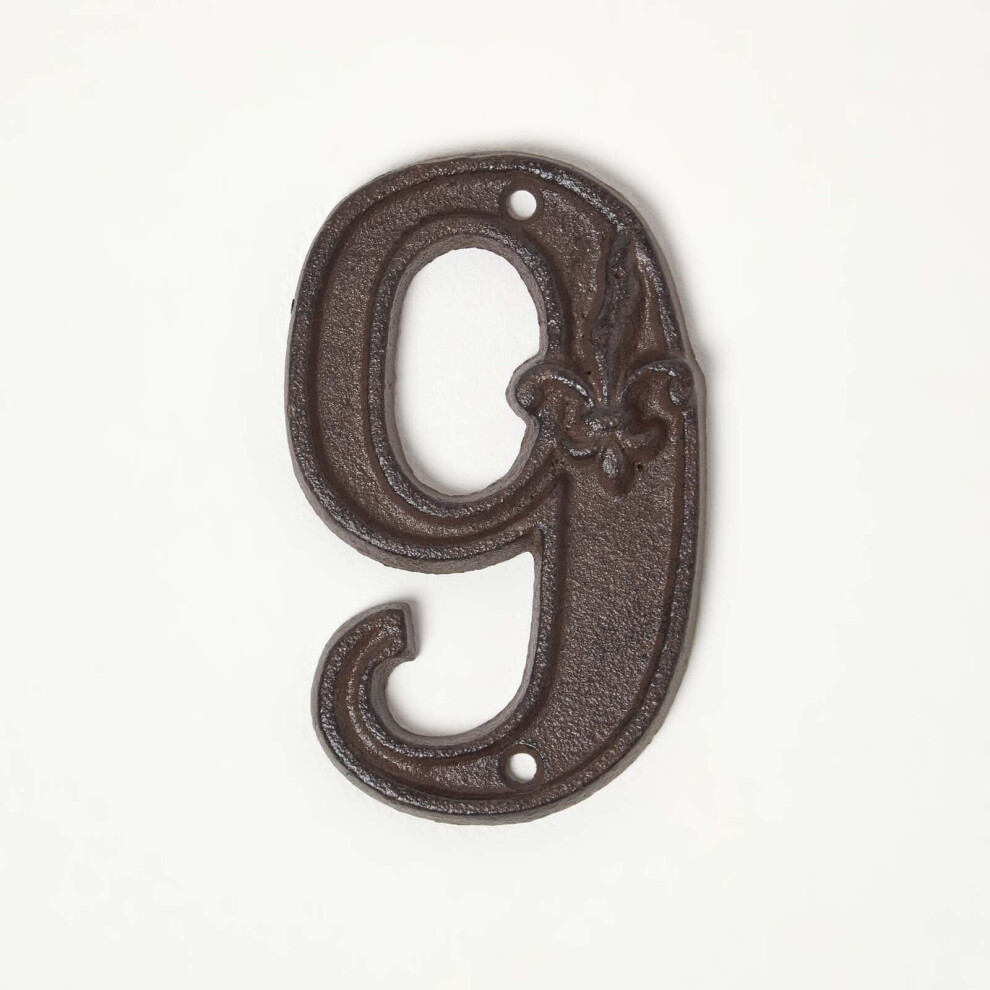Homescapes (Number 9) Cast Iron House Number Brown