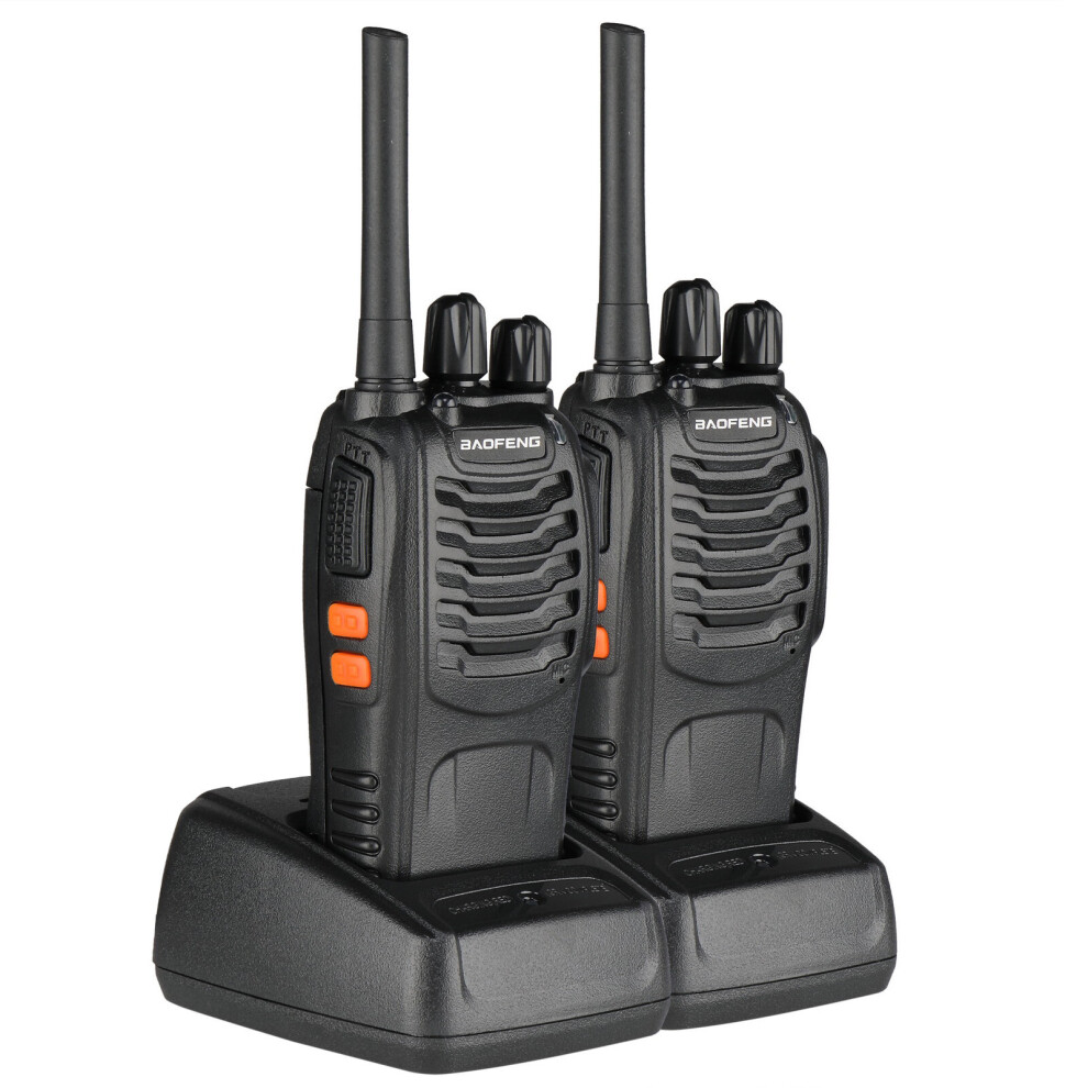 2 x BF-88E Walkie Talkies Long Range Two Way Radio PMR 16CH w/Headsets