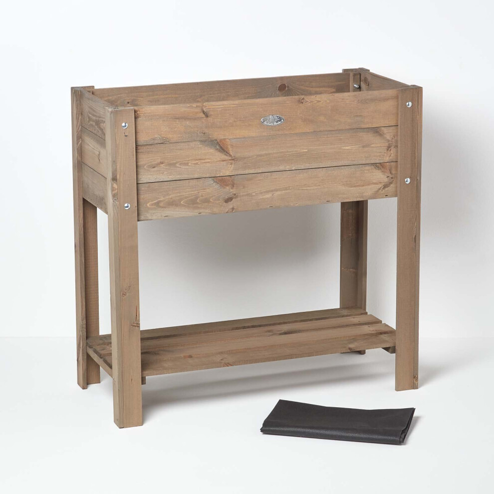 Homescapes Wooden Raised Bed Planter, 78Cm Tall Brown
