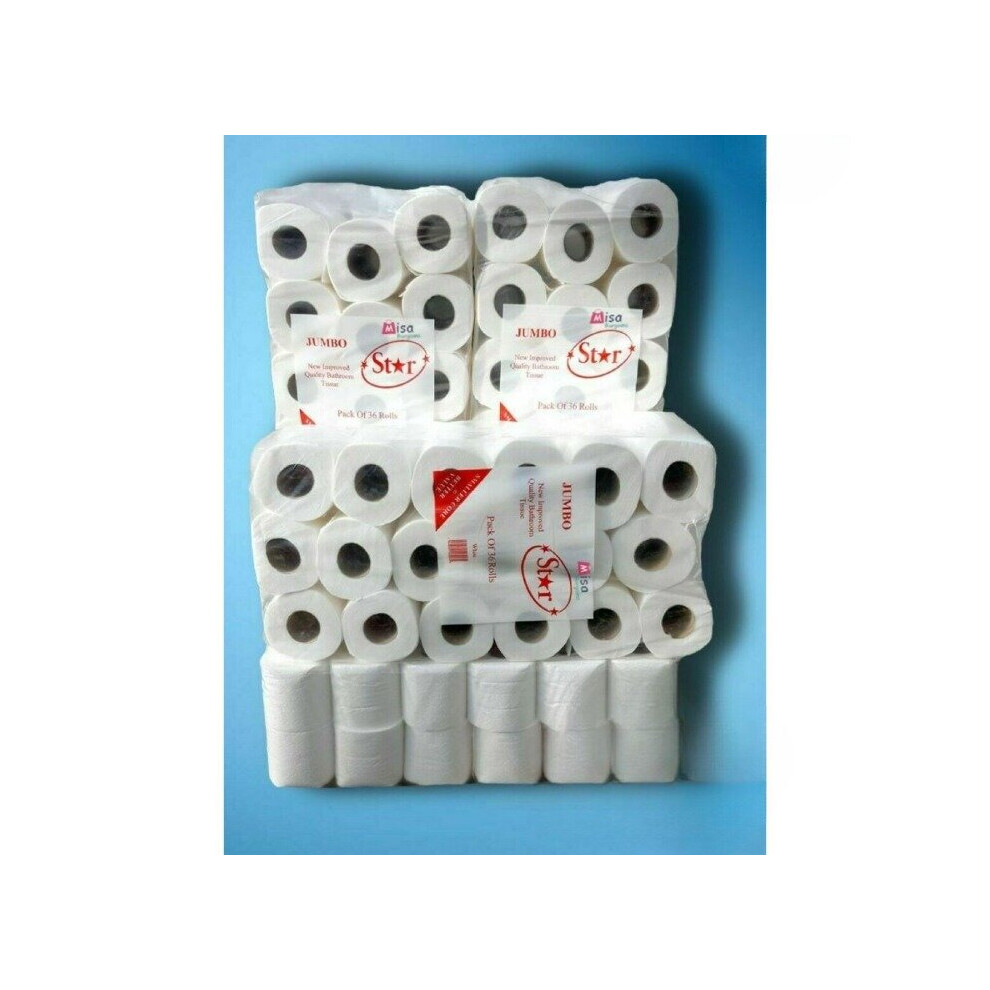144 TOILET ROLLS 2 PLY  200 SHEET TISSUE LUXURY QUILTED PAPER 4 CASES JUMBO