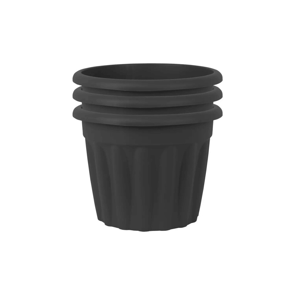 Wham 40cm Round Vista Plastic Planter - Set of 3, Slate
