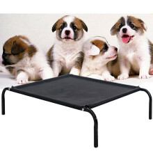 (S:75*47*15CM) Elevated Dog Bed Pet Cat Mesh Raised Camping Cot for Indoor Outdoor Washable Heavy Duty
