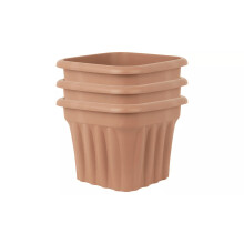 Wham 40cm Square Vista Plastic Planter- Set of 3, Terracotta