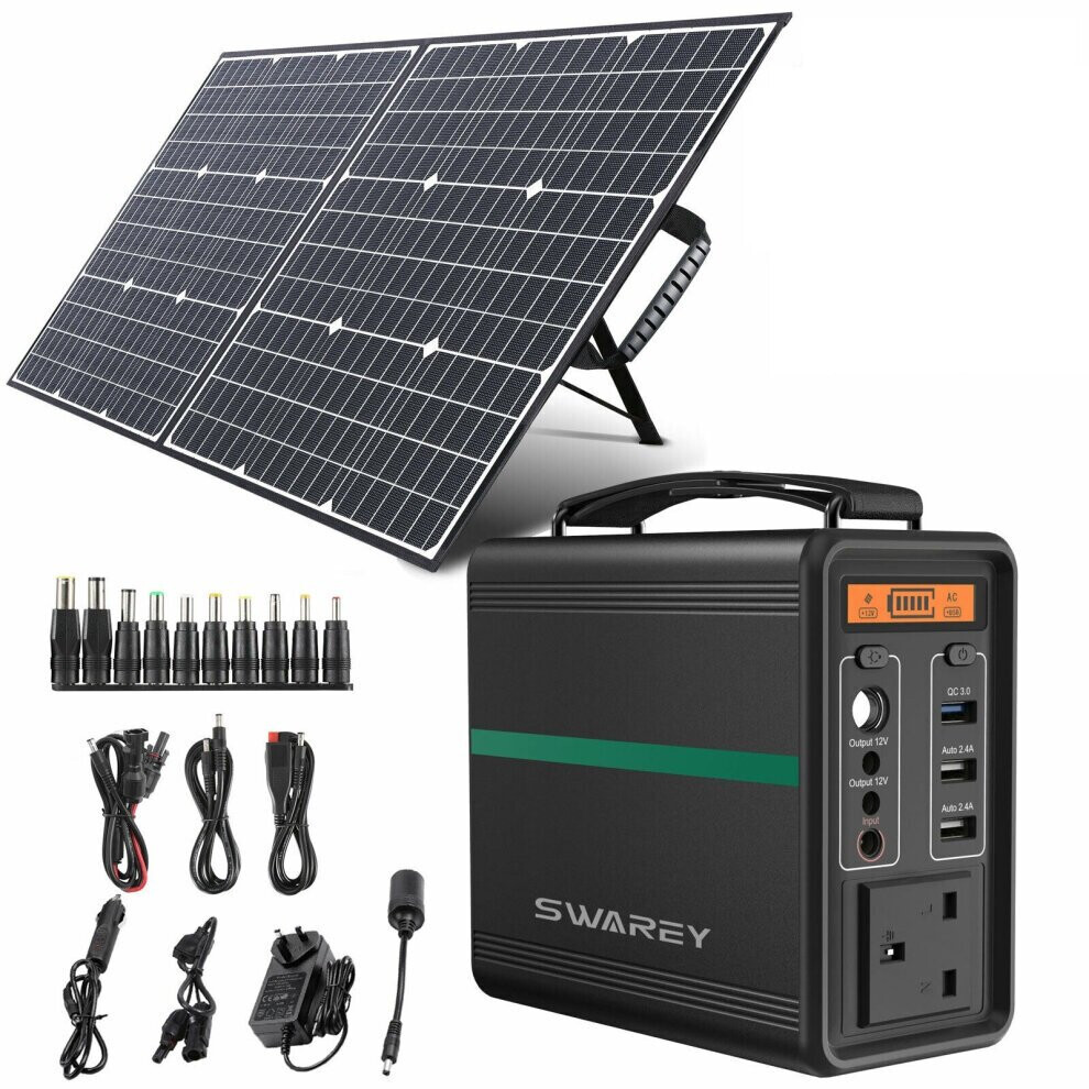 SWAREY Portable Power Station 166Wh Solar Power Generator 52000mAh with 100W Solar Panel