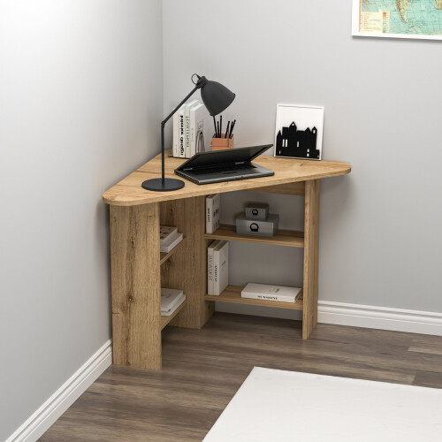 (Sapphire Oak) Gredos Computer Desk with Shelves 2