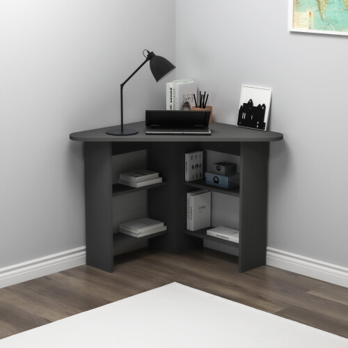 (Dark Grey) Gredos Computer Desk with Shelves 1