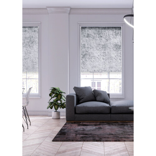 (Grey, 60 cm Width x 165 cm Drop) VELVET CRUSHED ROLLER BLIND