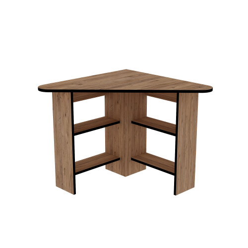 (Atlantic Pine - Black Band) Gredos Computer Desk with Shelves