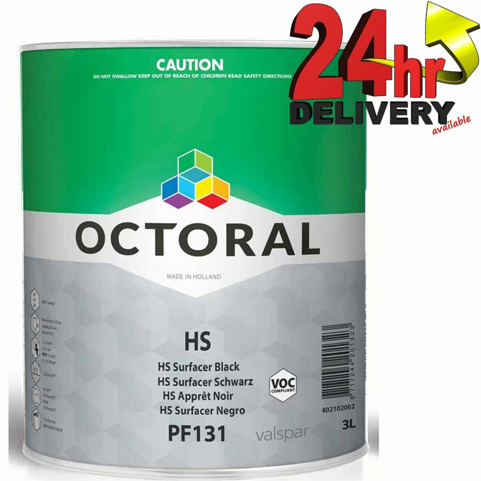 Octoral PF131 HS Primer Surfacer High Build 3Litre Black 2K Polyurethane Filling