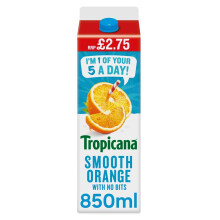 Tropicana Smooth Orange with No Bits 850ml ( pack of 6 )