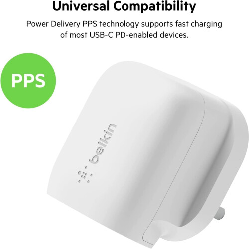 Belkin Belkin USB Type C Power Fast Charger plug  for smartphone 20W-white