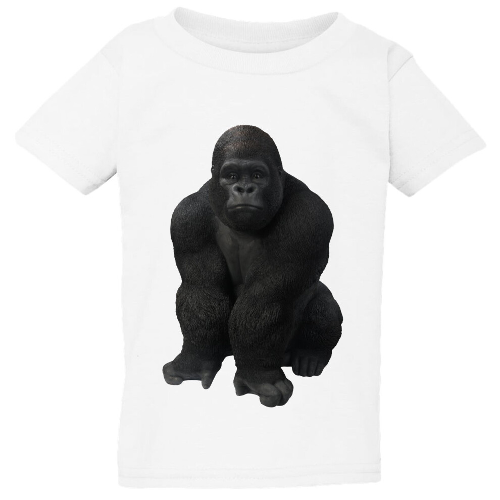 (Small / 2T / 1-2 YO) Cool Gorilla Animal Design White T-Shirt Tops Tee Baby Toddler Kids Boy Girl