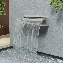 (400mm/60mm) 200-600mm Stainless Steel Waterfall WATER BLADE Cascade Koi Fish Pond BACK INLET