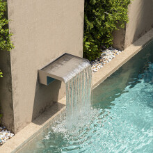 (300mm/130mm) 200-600mm Stainless Steel Waterfall WATER BLADE Cascade Koi Fish Pond BACK INLET