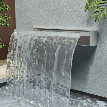 (600mm/130mm) 200-600mm Stainless Steel Waterfall WATER BLADE Cascade Koi Fish Pond BACK INLET